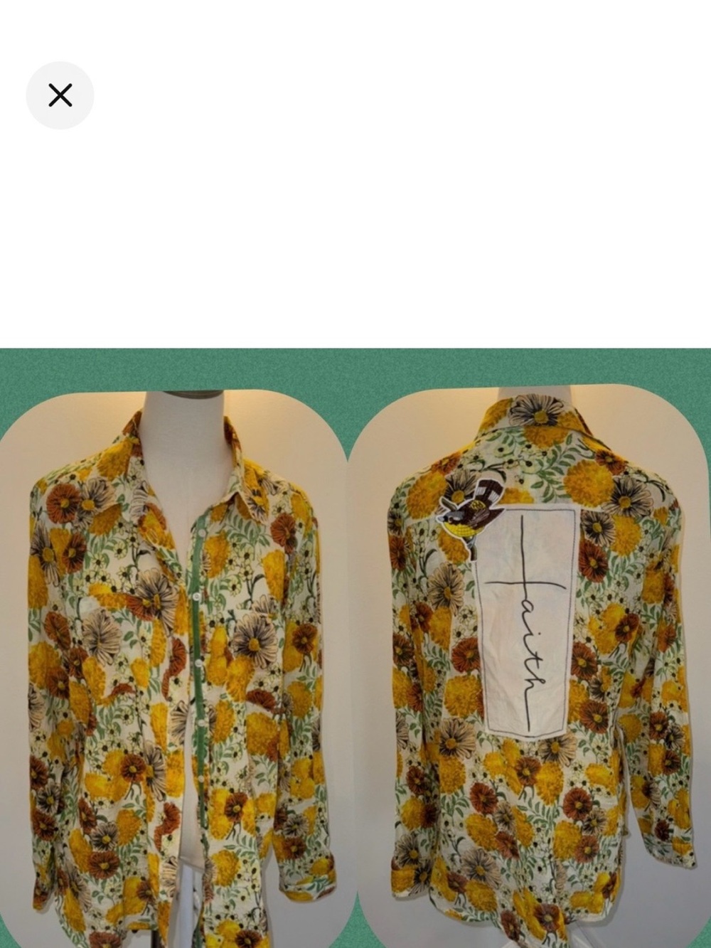 Women's Floral Button-Down Shirt in Yellow and Green by Faith